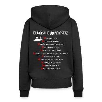 jrundjesetz Kölner Grundgesetz Köln Karneval Shirt - Frauen Premium Bio Hoodie - Schwarz - Hinten - Julia (174cm)