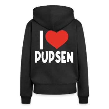 Ich liebe Pupsen Furzen I love Fun Furz Pups - Frauen Premium Bio Hoodie - Schwarz - Hinten - Julia (174cm)
