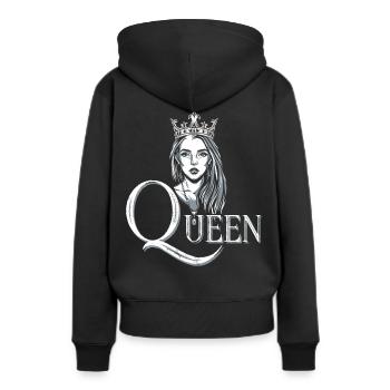 Queen - Frauen Premium Bio Hoodie - Schwarz - Hinten - Julia (174cm)