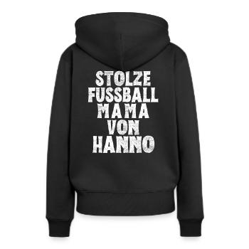 Stolze Fussball Mama von Hanno - Frauen Premium Bio Hoodie - Schwarz - Hinten - Julia (174cm)