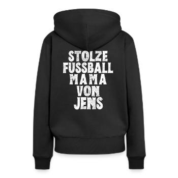Stolze Fussball Mama von Jens - Frauen Premium Bio Hoodie - Schwarz - Hinten - Julia (174cm)