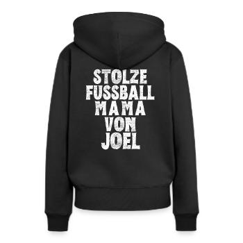 Stolze Fussball Mama von Joel - Frauen Premium Bio Hoodie - Schwarz - Hinten - Julia (174cm)