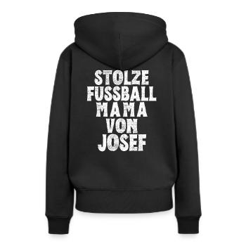 Stolze Fussball Mama von Josef - Frauen Premium Bio Hoodie - Schwarz - Hinten - Julia (174cm)