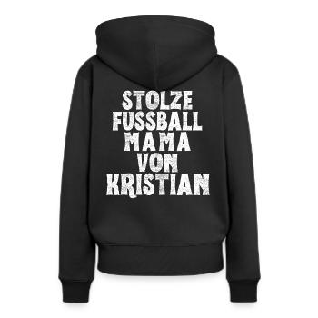 Stolze Fussball Mama von Kristian - Frauen Premium Bio Hoodie - Schwarz - Hinten - Julia (174cm)