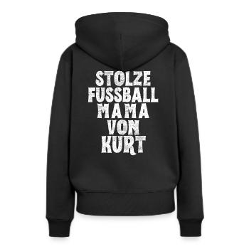 Stolze Fussball Mama von Kurt - Frauen Premium Bio Hoodie - Schwarz - Hinten - Julia (174cm)