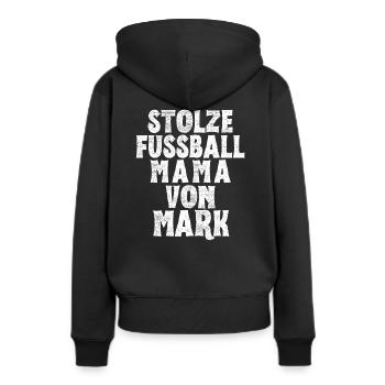 Stolze Fussball Mama von Mark - Frauen Premium Bio Hoodie - Schwarz - Hinten - Julia (174cm)