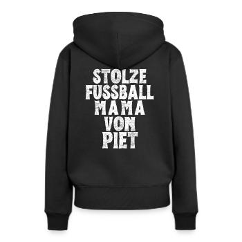 Stolze Fussball Mama von Piet - Frauen Premium Bio Hoodie - Schwarz - Hinten - Julia (174cm)