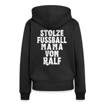 Stolze Fussball Mama von Ralf - Frauen Premium Bio Hoodie - Schwarz - Hinten - Julia (174cm)