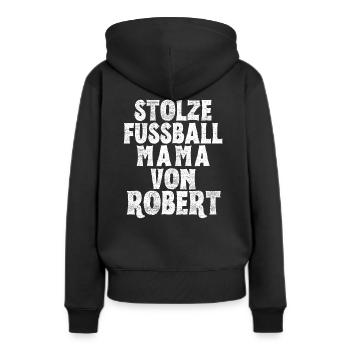 Stolze Fussball Mama von Robert - Frauen Premium Bio Hoodie - Schwarz - Hinten - Julia (174cm)