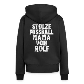Stolze Fussball Mama von Rolf - Frauen Premium Bio Hoodie - Schwarz - Hinten - Julia (174cm)