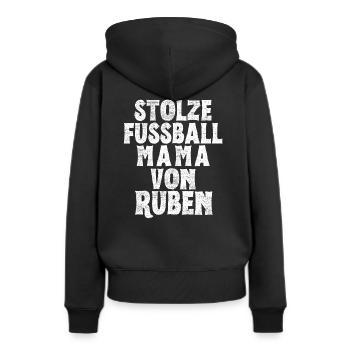 Stolze Fussball Mama von Ruben - Frauen Premium Bio Hoodie - Schwarz - Hinten - Julia (174cm)
