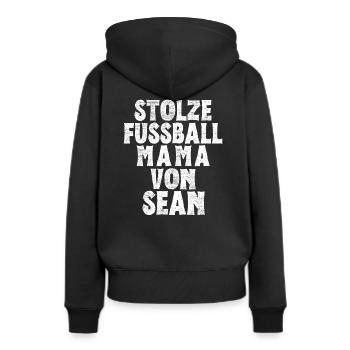 Stolze Fussball Mama von Sean - Frauen Premium Bio Hoodie - Schwarz - Hinten - Julia (174cm)