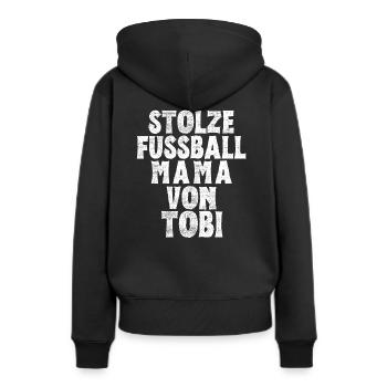 Stolze Fussball Mama von Tobi - Frauen Premium Bio Hoodie - Schwarz - Hinten - Julia (174cm)