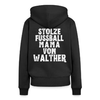 Stolze Fussball Mama von Walther - Frauen Premium Bio Hoodie - Schwarz - Hinten - Julia (174cm)
