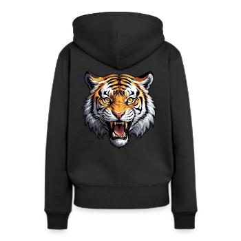 Tiger, der vor Wut brüllt - Frauen Premium Bio Hoodie - Schwarz - Hinten - Julia (174cm)