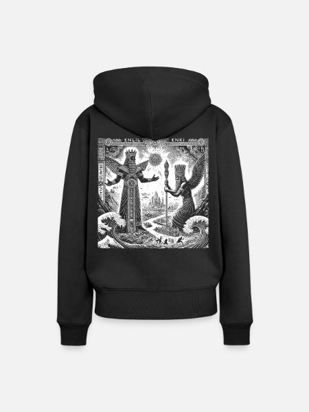 Enki & Enlil (weiß) - Frauen Premium Bio Hoodie - Schwarz
