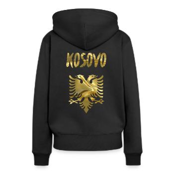 Kosovo - Sweat à capuche Premium bio Femme - noir - Dos - Julia (174cm)