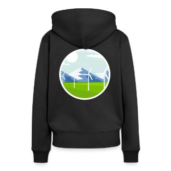 Montagnes et éolien Énergie durable - Sweat à capuche Premium bio Femme - noir - Dos - Julia (174cm)