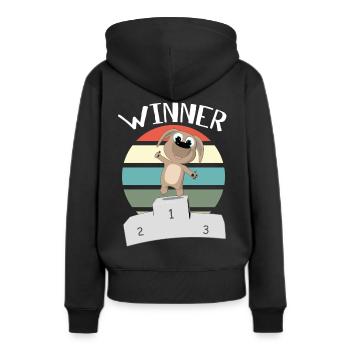 Du Bist Ein Gewinner - Erster Platz - Frauen Premium Bio Hoodie - Schwarz - Hinten - Julia (174cm)