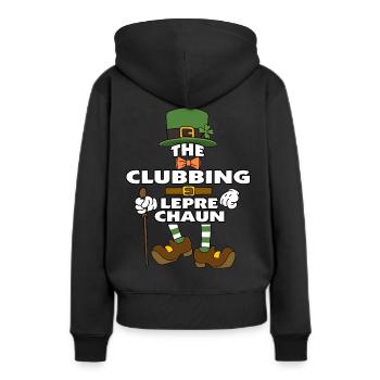 The Clubbing Leprechaun St Patrick's Day - Frauen Premium Bio Hoodie - Schwarz - Hinten - Julia (174cm)
