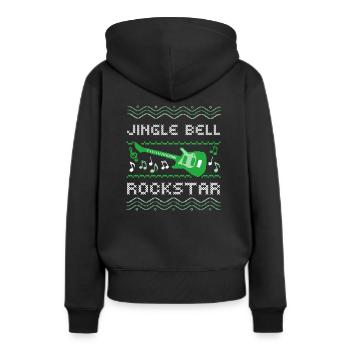 HÄSSLICHER WEIHNACHTSPULLOVER, JINGLE BELL - Frauen Premium Bio Hoodie - Schwarz - Hinten - Julia (174cm)