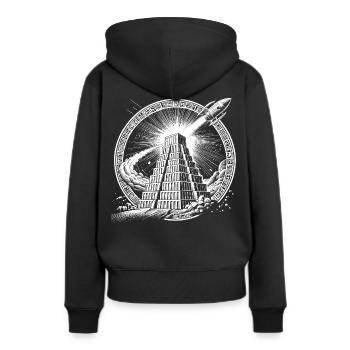 Ancient Aliens und Ziggurath - Frauen Premium Bio Hoodie - Schwarz - Hinten - Julia (174cm)