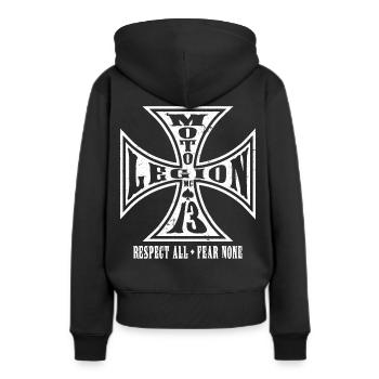 Moto Legion - Sweat à capuche Premium bio Femme - noir - Dos - Julia (174cm)