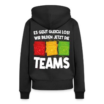 Wir bilden jetzt die Teams Zweideutig - Frauen Premium Bio Hoodie - Schwarz - Hinten - Julia (174cm)