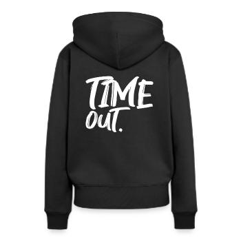 lustiges Statement Shirt Auszeit - Frauen Premium Bio Hoodie - Schwarz - Hinten - Julia (174cm)