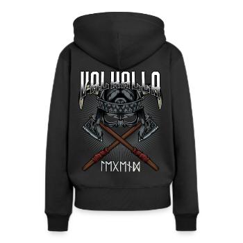 Valhalla Viking Axes Helmet Runes Valhall Gift - Women’s Premium Organic Hoodie - black - Back - Julia (174cm)