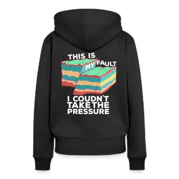 Erdbeben - Ich hab den Druck nicht ausgehalten - Frauen Premium Bio Hoodie - Schwarz - Hinten - Julia (174cm)
