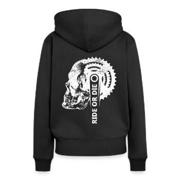 Ride or die Totenkopf Zahnkranz Pedale Fahrrad MTB - Frauen Premium Bio Hoodie - Schwarz - Hinten - Julia (174cm)