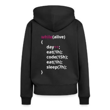 Programmers eat code sleeping funny PHP - Women’s Premium Organic Hoodie - black - Back - Julia (174cm)