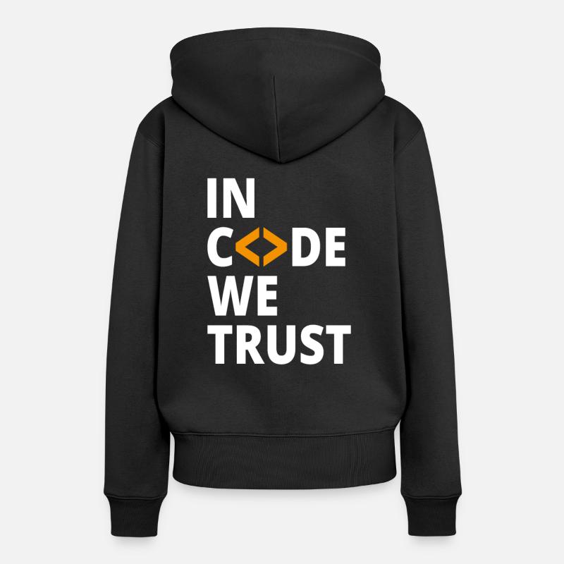 En code, nous faisons confiance au programmeur Geek Coding Nerd - Sweat à capuche Premium bio Femme - noir