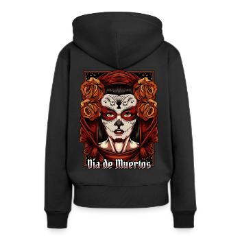La Catrina | Cadeau du jour de la fête des morts au Mexique - Sweat à capuche Premium bio Femme - noir - Dos - Julia (174cm)