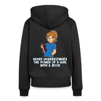 Livres Livre Lecture Bouquine fille cadeau - Sweat à capuche Premium bio Femme - noir - Dos - Julia (174cm)