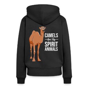 Kamel Kamele Tierliebe Liebhaber Geschenk - Frauen Premium Bio Hoodie - Schwarz - Hinten - Julia (174cm)