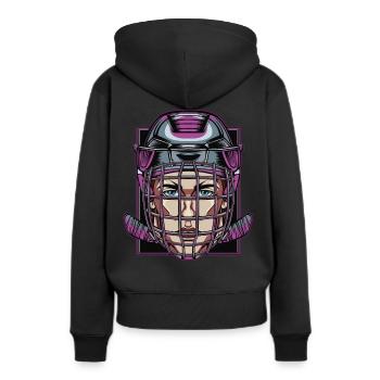 Hockey Eishockeyspieler Eishockey Maske Eissport - Frauen Premium Bio Hoodie - Schwarz - Hinten - Julia (174cm)