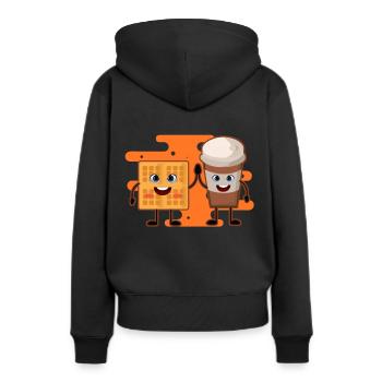 Waffel Kaffee Lecker Essen Trinken Süß - Frauen Premium Bio Hoodie - Schwarz - Hinten - Julia (174cm)