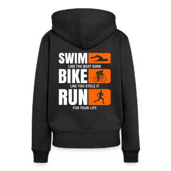 triathlète - Sweat à capuche Premium bio Femme - noir - Dos - Julia (174cm)