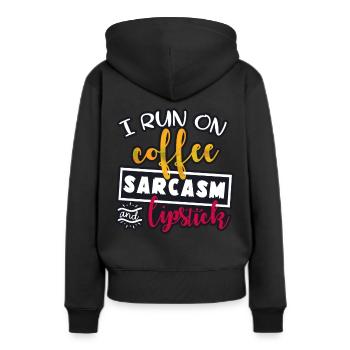 Rouge à lèvres café - Sweat à capuche Premium bio Femme - noir - Dos - Julia (174cm)