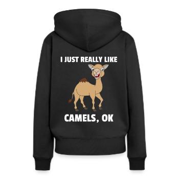 Kamel Kamele Tierliebe Liebhaber Geschenk - Frauen Premium Bio Hoodie - Schwarz - Hinten - Julia (174cm)