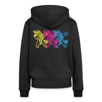 Tamponner Licorne des années 80 rétro signe néon femmes cadeau - Sweat à capuche Premium bio Femme - noir - Dos - Julia (174cm)