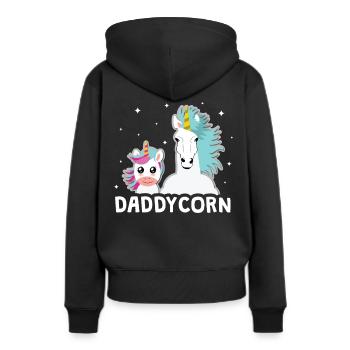 Idée de cadeau père papa licorne papa papa - Sweat à capuche Premium bio Femme - noir - Dos - Julia (174cm)