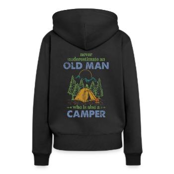 Camping The Old Man Camper Geschenkidee - Frauen Premium Bio Hoodie - Schwarz - Hinten - Julia (174cm)