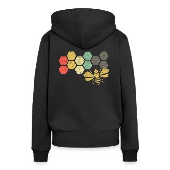 Retro Bienen-Bienenwaben-Vintages Imker-Geschenk - Frauen Premium Bio Hoodie - Schwarz - Hinten - Julia (174cm)