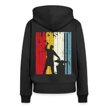 Retro Blacksmith Gift Blacksmithing Forging Forge - Women’s Premium Organic Hoodie - black - Back - Julia (174cm)