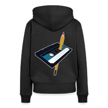 Kassette Bleistift Stift Audiokassette Mixtape Geschenk - Frauen Premium Bio Hoodie - Schwarz - Hinten - Julia (174cm)