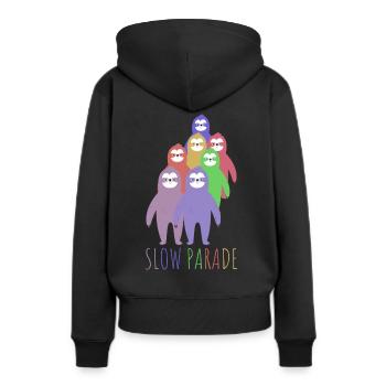 Paresseux Love Parade Funny Funny - Sweat à capuche Premium bio Femme - noir - Dos - Julia (174cm)