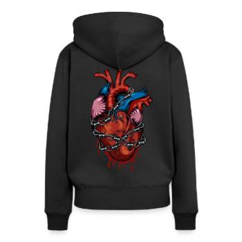 Anatomie Herz Stacheldraht - Frauen Premium Bio Hoodie - Schwarz - Hinten - Julia (174cm)